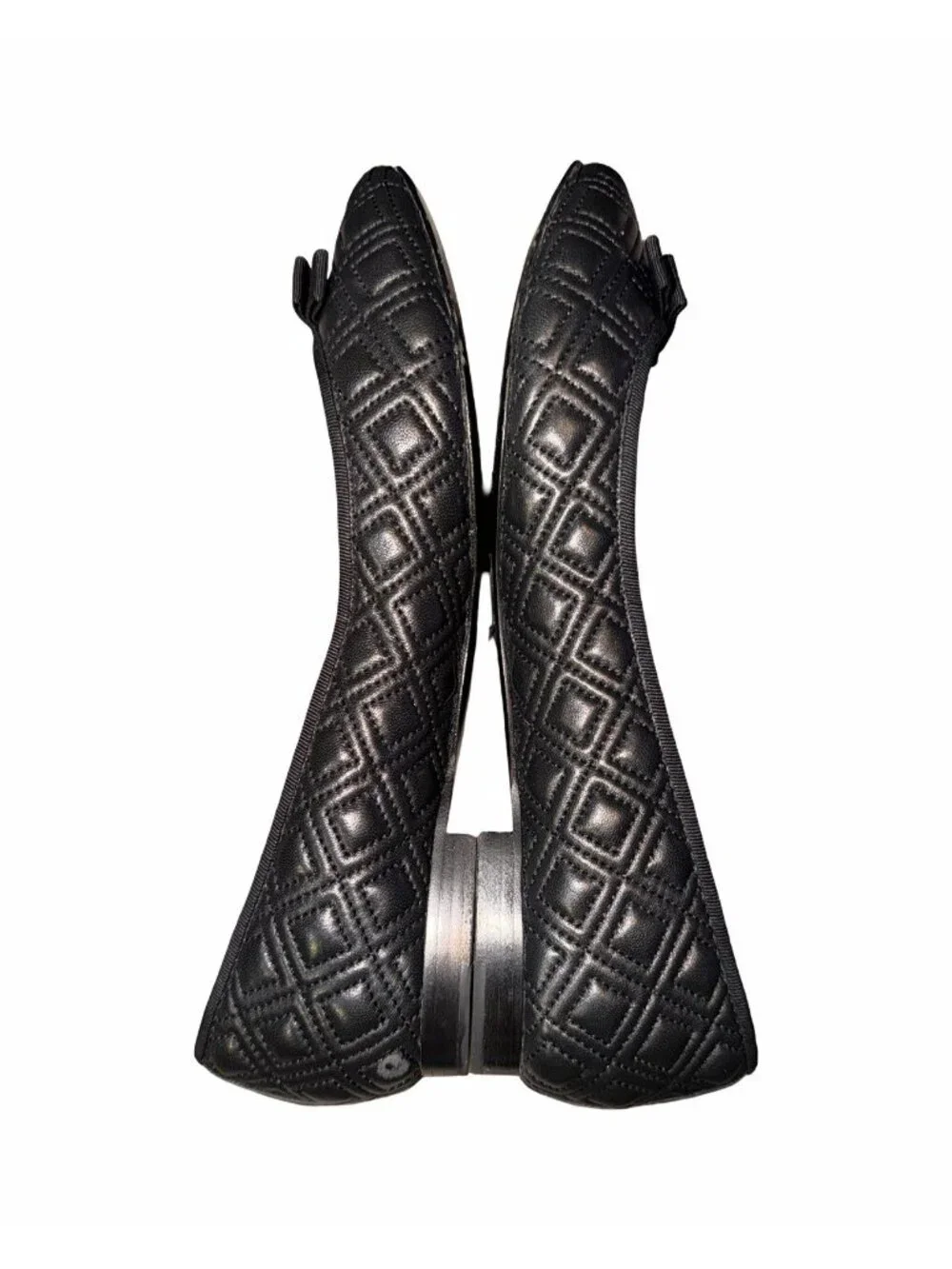 Tory Burch Marion Perfect Black Quilted Napa Leather Ballet Flat Shoes size 7.5